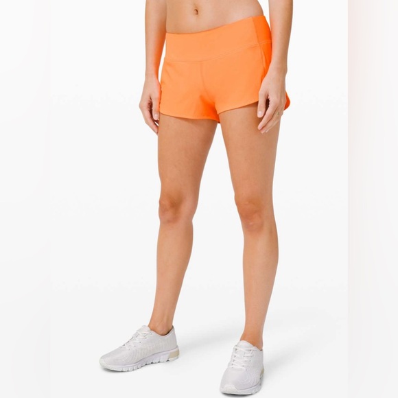 lululemon Speed Up Orange Shorts - Picture 2 of 10